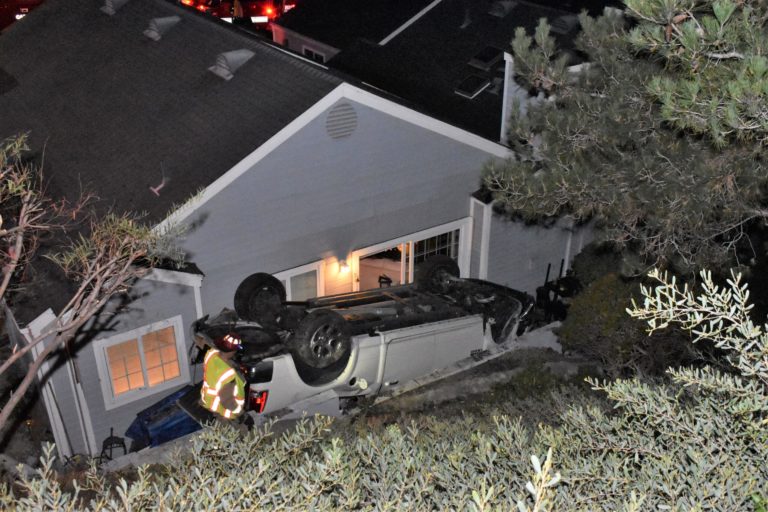 Man suspected of DUI drives off road, lands in resident’s backyard