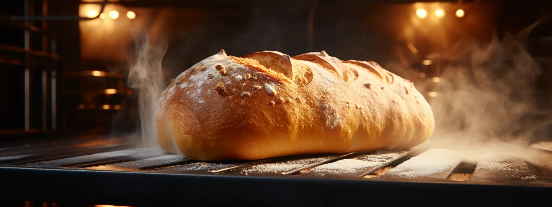 a loaf of freshly baked bread rising in an oven.
